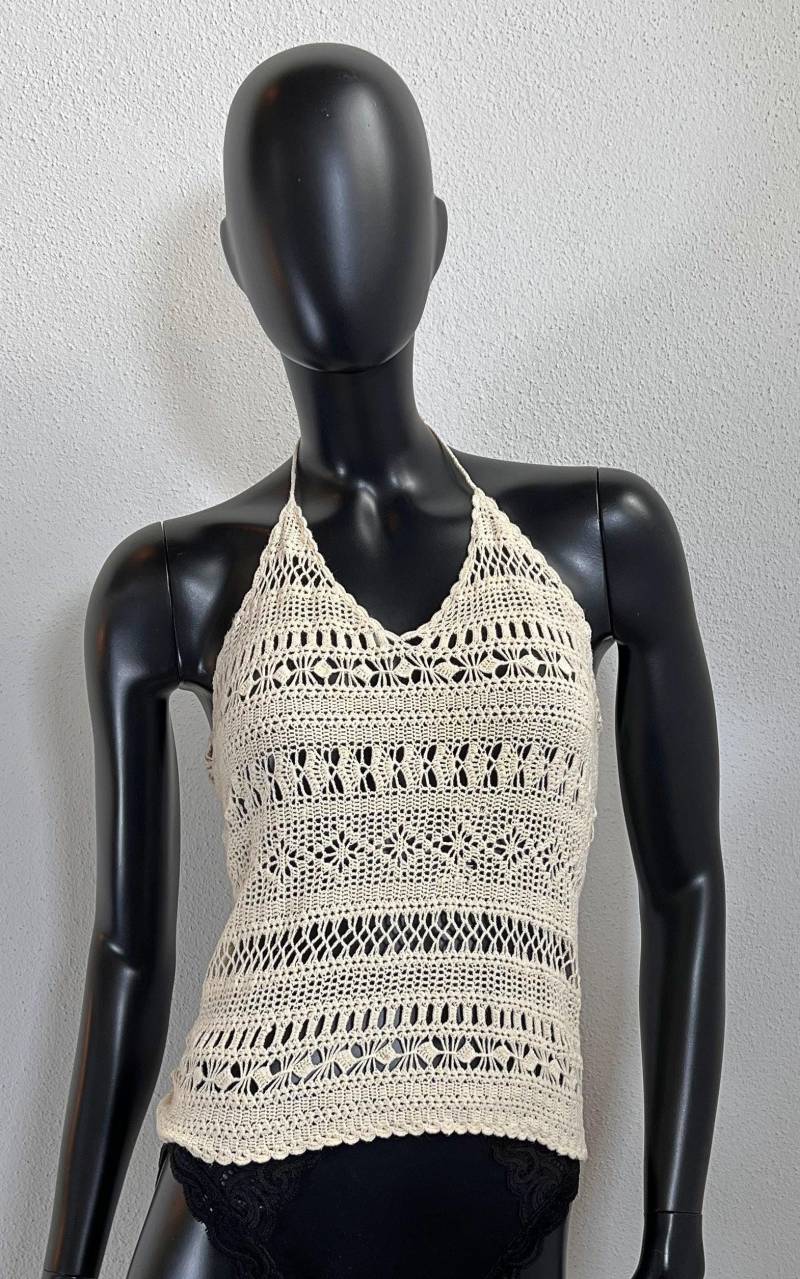 Vintage Schuhmacher Silk Crochet Top von 1968VintageBerlin