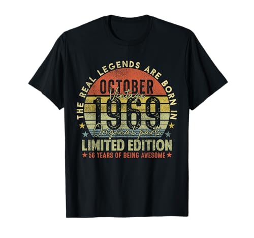 56th Birthday The Real Legends October 1969 56 Years Old Men T-Shirt von 1969 56th Birthday Decorations 56 Years Old Mens