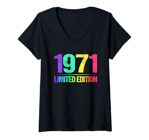 Damen 1971 Limited Edition Jahrgang 71er Retro Jahrgang T-Shirt mit V-Ausschnitt von 1971 Birthday - Vintage 1971 Present