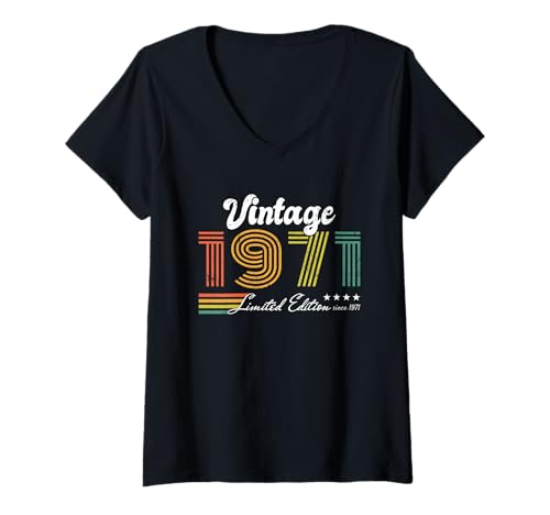 Damen Geburtstag Vintage 1971 Limited Edition - 1971 T-Shirt mit V-Ausschnitt von 1971 Birthday - Vintage 1971 Present