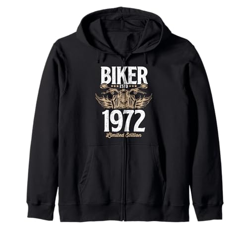 Vintage Biker Shirt Herren Damen Motorradliebhaber geboren im Jahr 1972 Kapuzenjacke von 1972 Biker Birthday Party Tees