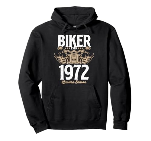 Vintage Biker Shirt Herren Damen Motorradliebhaber geboren im Jahr 1972 Pullover Hoodie von 1972 Biker Birthday Party Tees