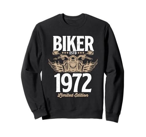 Vintage Biker Shirt Herren Damen Motorradliebhaber geboren im Jahr 1972 Sweatshirt von 1972 Biker Birthday Party Tees