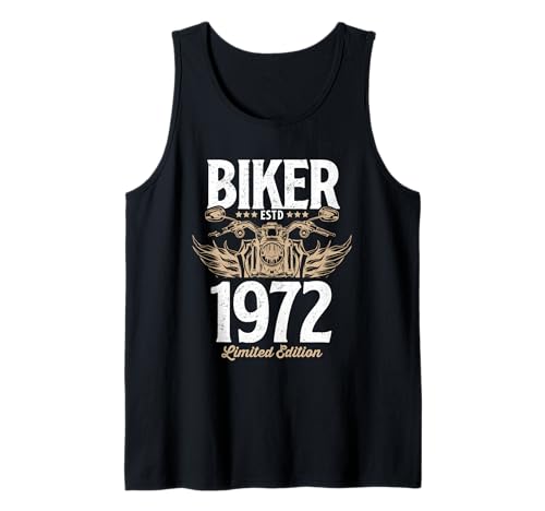 Vintage Biker Shirt Herren Damen Motorradliebhaber geboren im Jahr 1972 Tank Top von 1972 Biker Birthday Party Tees