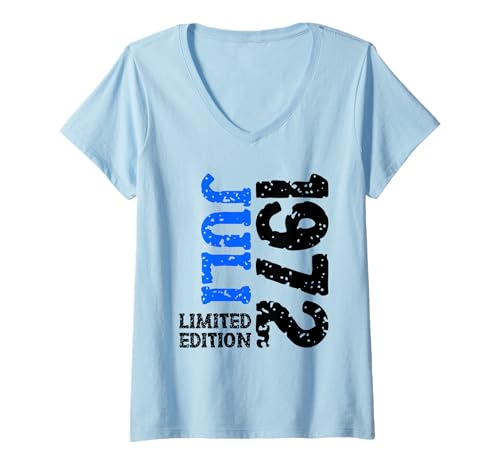 Damen 53. Geburtstag Deko Frauen Männer Limited Edition Juli 1972 T-Shirt mit V-Ausschnitt von 1972 Geburtstag Damen Herren Geburtstagsgeschenk