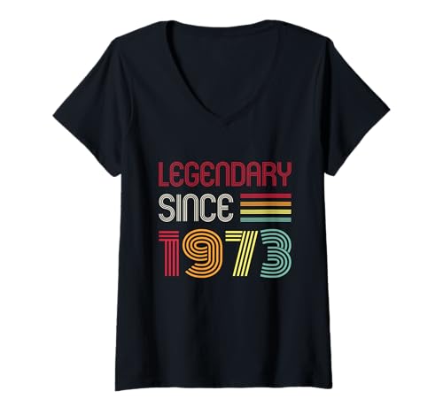 Damen Geburtstag Legendär seit 1973 T-Shirt mit V-Ausschnitt Damen Geburtstag Legendär seit 1973 T-Shirt mit V-Ausschnitt von 1973 Birthday - Vintage 1973 Present