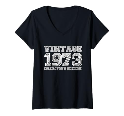 Damen 1973 Vintage Collector's Edition Geburtstag Retro T-Shirt mit V-Ausschnitt von 1973 Vintage Birthday Edition