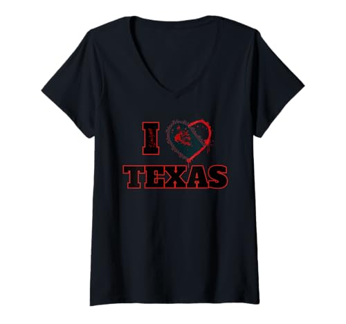 Damen Ich habe das Herz von Texas T-Shirt mit V-Ausschnitt Damen Ich habe das Herz von Texas T-Shirt mit V-Ausschnitt von 1975 Creative