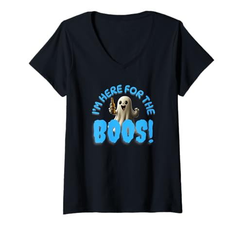 Damen Party Ghost Ich Bin wegen der Boos Hier T-Shirt mit V-Ausschnitt Damen Party Ghost Ich Bin wegen der Boos Hier T-Shirt mit V-Ausschnitt von 1975 Creative