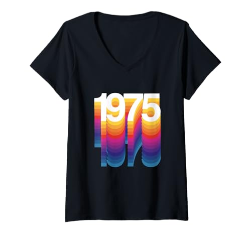 Damen 1975 Limitierte Auflage, Retro 1975, Jahrgang 1975 50. Geburtstag T-Shirt mit V-Ausschnitt Damen 1975 Limitierte Auflage, Retro 1975, Jahrgang 1975 50. Geburtstag T-Shirt mit V-Ausschnitt von 1975 Limited Edition Tee Gifts