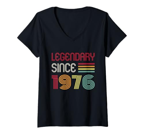 Damen Geburtstag Legendär seit 1976 T-Shirt mit V-Ausschnitt Damen Geburtstag Legendär seit 1976 T-Shirt mit V-Ausschnitt von 1976 Birthday - Vintage 1976 Present