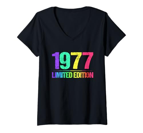 Damen 1977 Limited Edition Jahrgang 77er Retro Jahrgang T-Shirt mit V-Ausschnitt Damen 1977 Limited Edition Jahrgang 77er Retro Jahrgang T-Shirt mit V-Ausschnitt von 1977 Birthday - Vintage 1977 Present