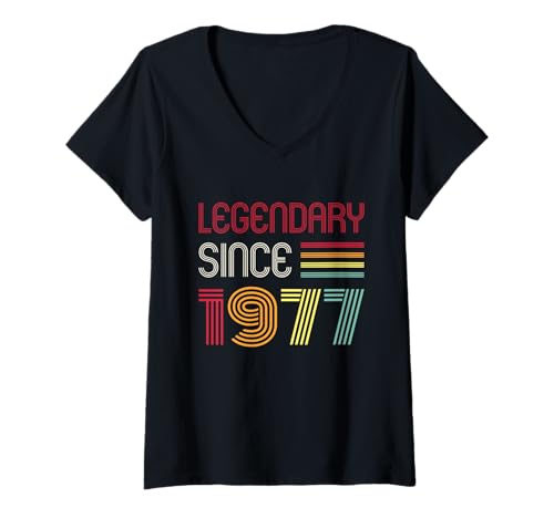 Damen Geburtstag Legendär seit 1977 T-Shirt mit V-Ausschnitt Damen Geburtstag Legendär seit 1977 T-Shirt mit V-Ausschnitt von 1977 Birthday - Vintage 1977 Present