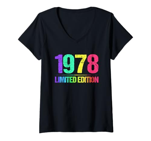 Damen 1978 Limited Edition Jahrgang 78er Retro Jahrgang T-Shirt mit V-Ausschnitt Damen 1978 Limited Edition Jahrgang 78er Retro Jahrgang T-Shirt mit V-Ausschnitt von 1978 Birthday - Vintage 1978 Present