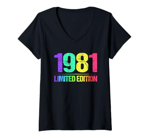 Damen 1981 Limited Edition Jahrgang 81er Retro Jahrgang T-Shirt mit V-Ausschnitt Damen 1981 Limited Edition Jahrgang 81er Retro Jahrgang T-Shirt mit V-Ausschnitt von 1981 Birthday - Vintage 1981 Present