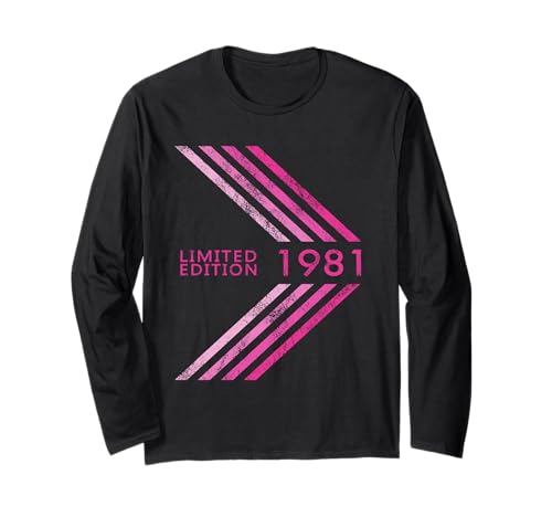 Geburtstag 1981 Limited Edition Damen Sportive Stripe Langarmshirt von 1981 Limited Edition Women's Birthday Accessories