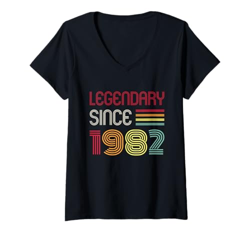 Damen Geburtstag Legendär seit 1982 T-Shirt mit V-Ausschnitt von 1982 Birthday - Vintage 1982 Present