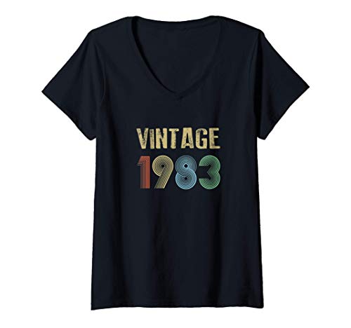 Damen 1983 Vintage Geburtstag T-Shirt mit V-Ausschnitt Damen 1983 Vintage Geburtstag T-Shirt mit V-Ausschnitt von 1983 Vintage Geburtstag