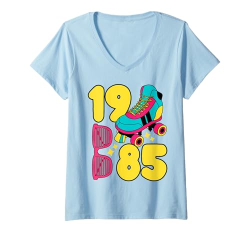 Damen Best of 1985 Retro-80er-Vibes, aufgezogen in den 80ern Old School T-Shirt mit V-Ausschnitt Damen Best of 1985 Retro-80er-Vibes, aufgezogen in den 80ern Old School T-Shirt mit V-Ausschnitt von 1985 Celebration 80s Baby