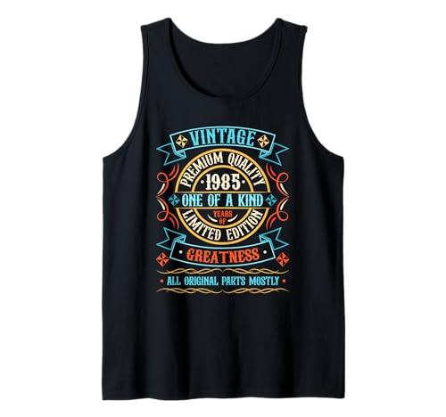 Herren Vintage 1985 T-Shirts für Herren Retro Funny 1985 Geburtstag Tank Top von 1985 Geschenk Vintage 1985 Geburtstagsgeschenke