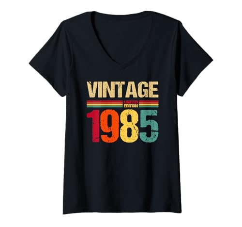 Damen 1985 Limited Edition Retro Vintage 40. Geburtstag lustiges T-Shirt mit V-Ausschnitt Damen 1985 Limited Edition Retro Vintage 40. Geburtstag lustiges T-Shirt mit V-Ausschnitt von 1985 Jahrgang Retro 40. Geburtstag Geschenke