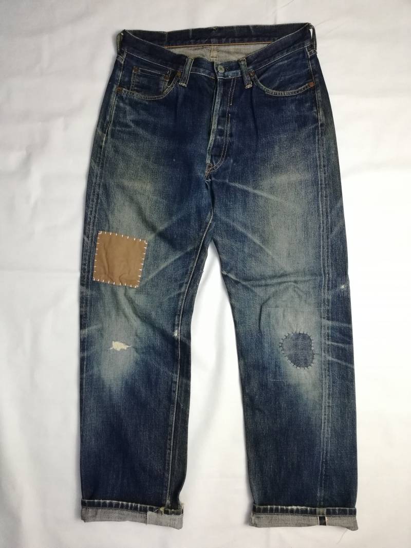 W31 Reworked Fullcount Selvedge Jeans Mit Sashiko Patchwork von 1985studio