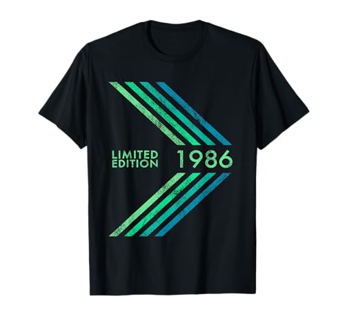 Geburtstag 1986 Limited Edition Herren Damen Sportive Stripe T-Shirt von 1986 Limited Edition Men's Women's Birthday