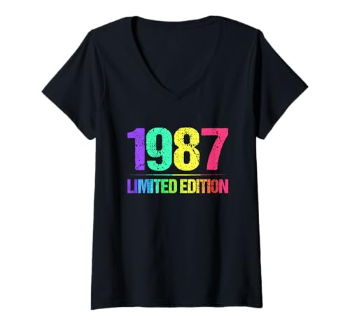 Damen 1987 Limited Edition Jahrgang 87er Retro Jahrgang T-Shirt mit V-Ausschnitt Damen 1987 Limited Edition Jahrgang 87er Retro Jahrgang T-Shirt mit V-Ausschnitt von 1987 Birthday - Vintage 1987 Present