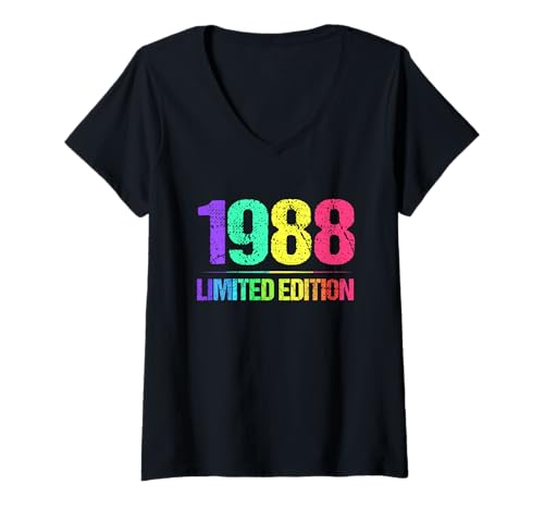 Damen 1988 Limited Edition Jahrgang 88er Retro Jahrgang T-Shirt mit V-Ausschnitt von 1988 Birthday - Vintage 1988 Present