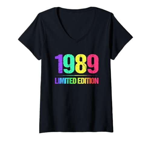 Damen 1989 Limited Edition Jahrgang 89er Retro Jahrgang T-Shirt mit V-Ausschnitt Damen 1989 Limited Edition Jahrgang 89er Retro Jahrgang T-Shirt mit V-Ausschnitt von 1989 Birthday - Vintage 1989 Present