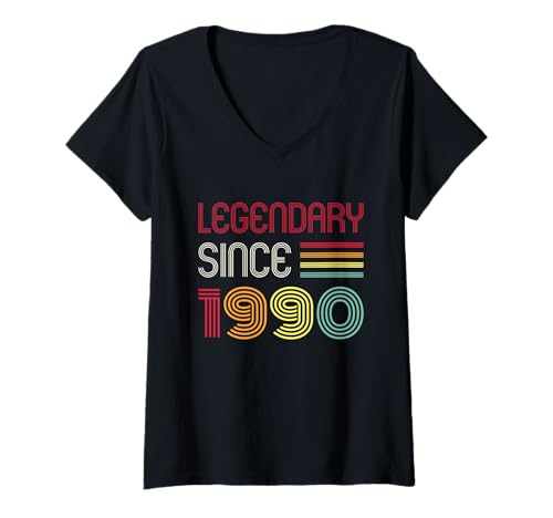Damen Geburtstag Legendär seit 1990 T-Shirt mit V-Ausschnitt von 1990 Birthday - Vintage 1990 Present