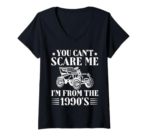 Damen You Can’t Scare Me I’m From the 1990s Retro Car T-Shirt mit V-Ausschnitt Damen You Can’t Scare Me I’m From the 1990s Retro Car T-Shirt mit V-Ausschnitt von 1990s Kid Funny Retro Nostalgia Car Design