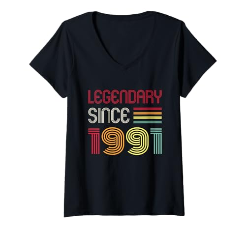 Damen Geburtstag Legendär seit 1991 T-Shirt mit V-Ausschnitt Damen Geburtstag Legendär seit 1991 T-Shirt mit V-Ausschnitt von 1991 Birthday - Vintage 1991 Present
