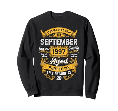 28th Birthday Real Legends September 1997 28 Years Old Men Sweatshirt von 1997 28th Birthday Decorations 28 Years Old Mens