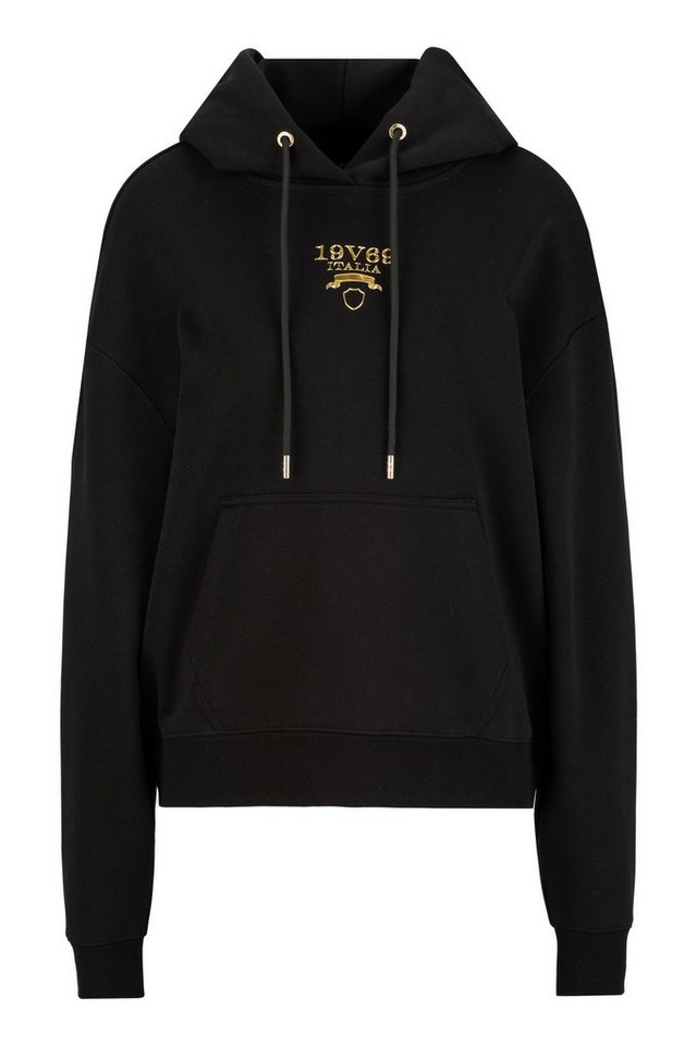 19V69 ITALIA Hoodie BURNER GOLD LOGO Damen Kapuzenpullover in Schwarz mit goldenem 19V69 ITALIA Print von 19V69 ITALIA