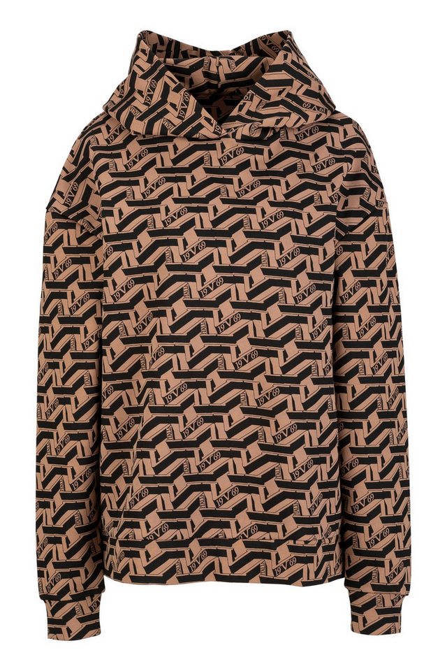 19V69 ITALIA Hoodie HANNA Oversize Damen-Hoodie mit einzigartigem Muster in Beige und Schwarz von 19V69 ITALIA