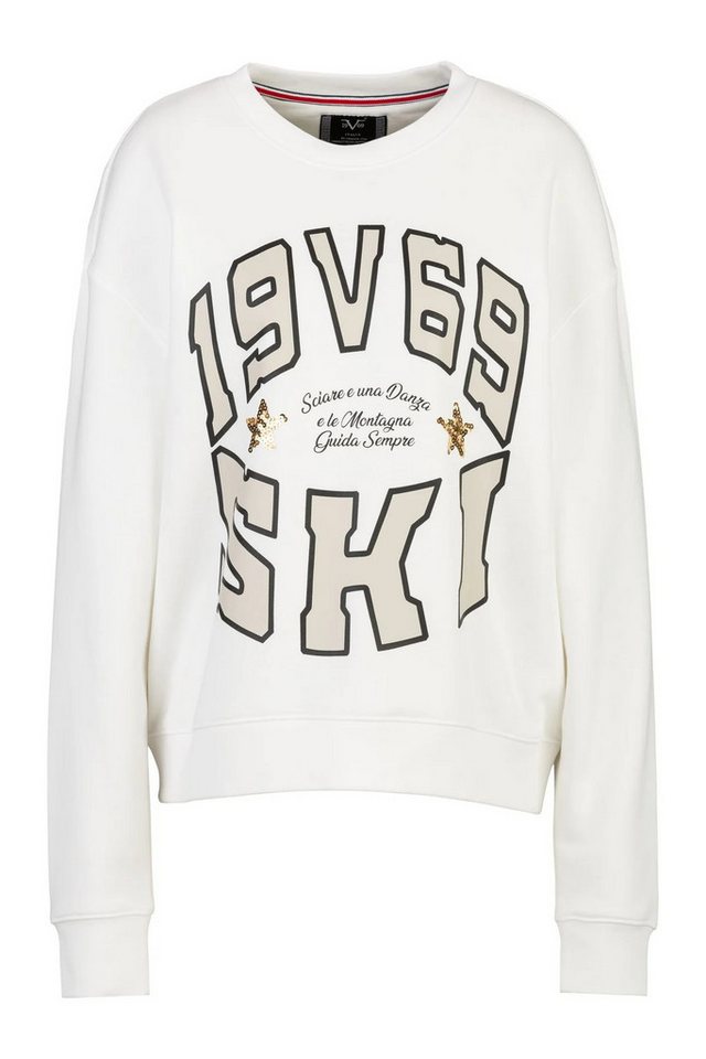 19V69 ITALIA Sweatshirt Sinja Wintergames - Sinja Wintergames – Pullover mit Ski-Print - Großer Ski-Print mit Stern-Applikationen von 19V69 ITALIA
