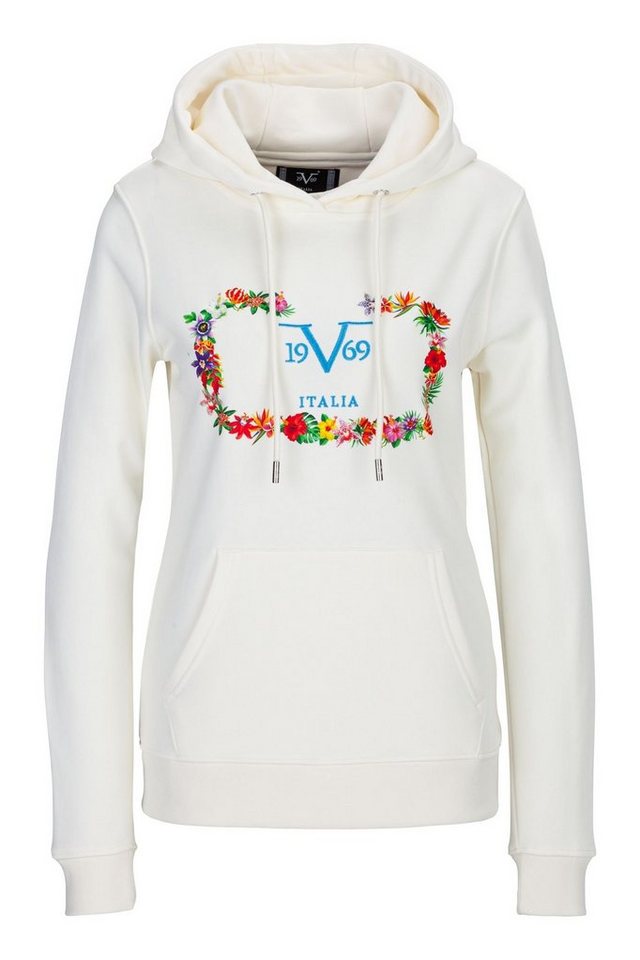 19V69 Italia by Versace Hoodie HOLDA Damen Kapuzenpullover mit Blumenkranz Logo-Print (S-XXL) von 19V69 Italia by Versace