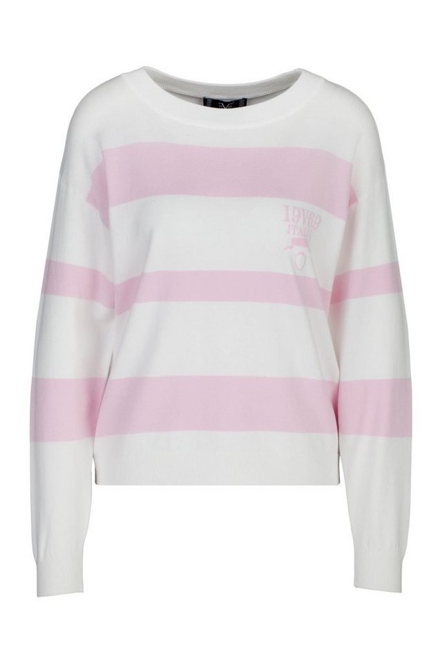 19V69 ITALIA Rundhalspullover KETTY Damen Streifenpullover mit Logo-Print (XS-XXL) von 19V69 ITALIA