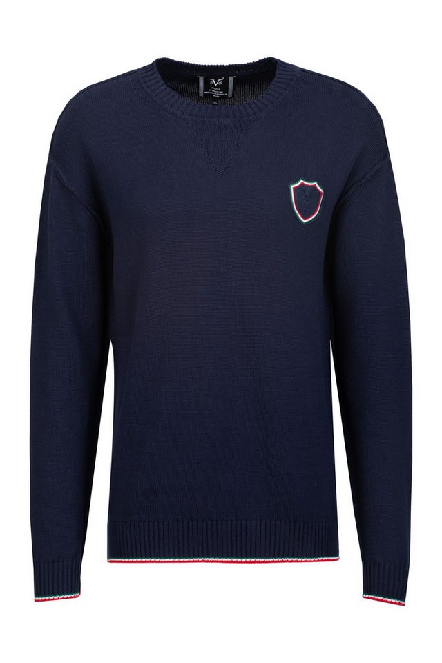 19V69 ITALIA Strickpullover KRIS Herren Pullover Basic mit Logopatch aus kompakter Baumwolle von 19V69 ITALIA