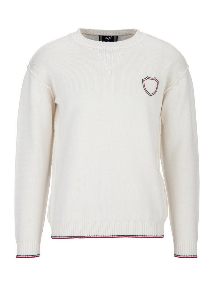 19V69 Italia by Versace Strickpullover KRIS Herren Pullover Basic mit Logopatch aus kompakter Baumwolle (S-3XL) von 19V69 Italia by Versace