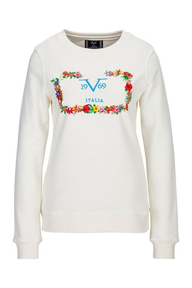 19V69 Italia by Versace Sweatshirt SUNNHILD Damen Rundhalsshirt mit Blumenkranz - Logo-Print (XS-XXL) von 19V69 Italia by Versace