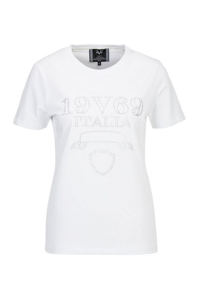 19V69 ITALIA T-Shirt BELLA STONE LOGO Damen Kurzarmshirt mit glitzerndem 19V69 ITALIA Schriftzug von 19V69 ITALIA