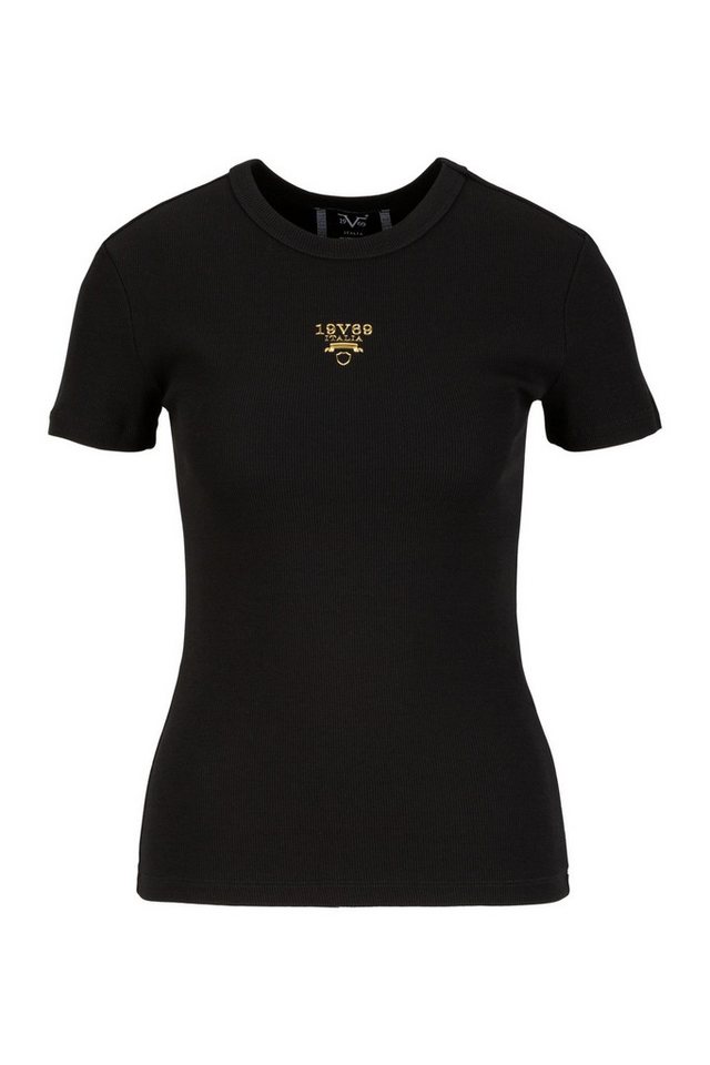 19V69 Italia by Versace T-Shirt LETIZIA RIB Figurbetontes Shirt mit kleinem Logoprint (XS-XXL) von 19V69 Italia by Versace