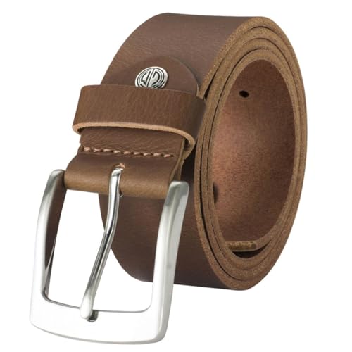 LINDENMANN Leder-Gürtel Herren 40 mm breit, Gürtel Herren Vollrindleder cognac, Größe/Size:110, Farbe/Color:braun von LINDENMANN