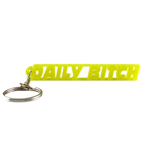 1A Style Sticker Schlüsselanhänger Daily Bitch Auto Schlüsselfinder Keychain im angesagten Design (Neon Gelb) von 1A Style Sticker