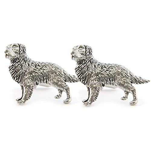 Golden Retriever English Pewter Manschettenknöpfe in Geschenkbox von 1StopShops