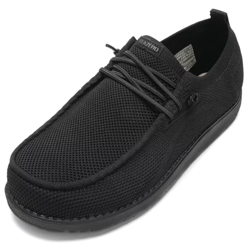 1TAZERO Extra weite Herrenschuhe – 4E (5E) Max Diabetiker-Schuhe zum Hineinschlüpfen mit Fußgewölbeunterstützung, lässige Loafer für geschwollene Füße, Schwarz , 51 EU XX-Large von 1TAZERO