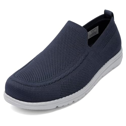 1TAZERO Herren-Schlupfschuhe, breite Breite, Loafer mit Fußgewölbeunterstützung, für Herren, Freizeitschuhe für Plantarfasziiti, mit Fußgewölbeunterstützung, Dunkelblau, 15 Wide von 1TAZERO