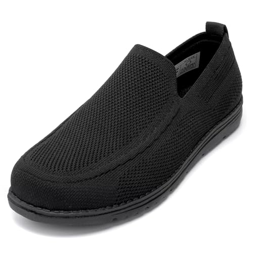 1TAZERO Herren-Schlupfschuhe, breite Breite, Loafer mit Fußgewölbeunterstützung, für Herren, Freizeitschuhe für Plantarfasziiti, mit Fußgewölbeunterstützung, Schwarz, 14 Wide von 1TAZERO